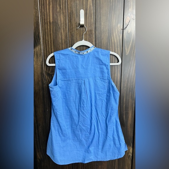 Aventura Blue Embroidered Sleeveless Top-size:small - Picture 9 of 10